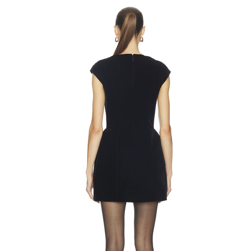 Camila Coelho Roxana Velvet Mini Dress Black Medium - Picture 2 of 8